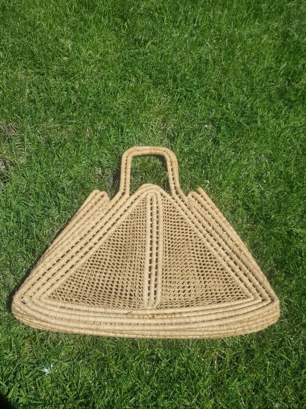 Handwoven Straw Tote Bag in Natural Beige - Picture 4 of 4